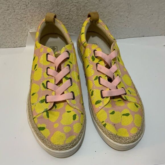 Spenco Orthotic Lemon Printed Malibu Lace Bokeh Platform Slip On Sneakers 9.5 B - Picture 2 of 13